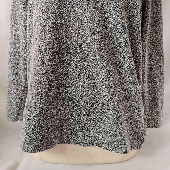 Women's Vintage Black & White Marled Knit Sweater with Blue Fur Cowl Neck Winter - Picture 3 of 16